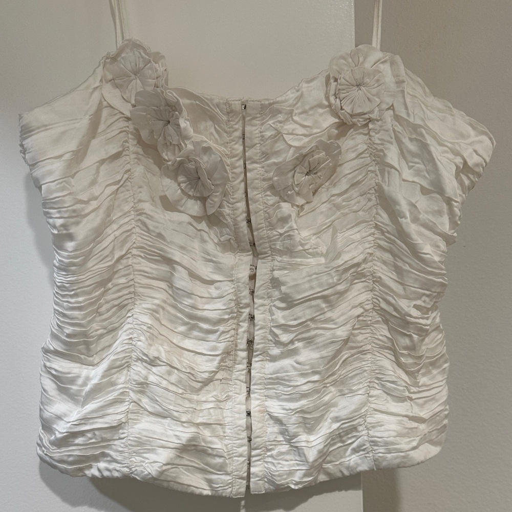 Zara Elegant White Ruched Corset tank style top